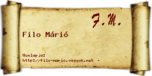 Filo Márió névjegykártya